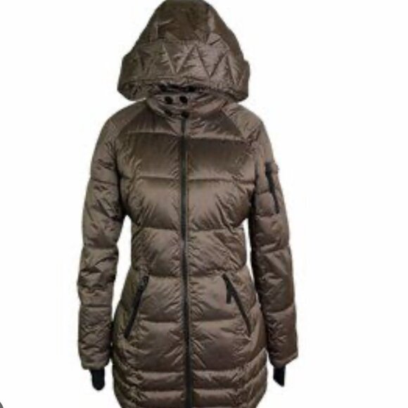 New HALITECH Down Filled Quilted Taupe Hooded Jacket XXL - Picture 6 of 15